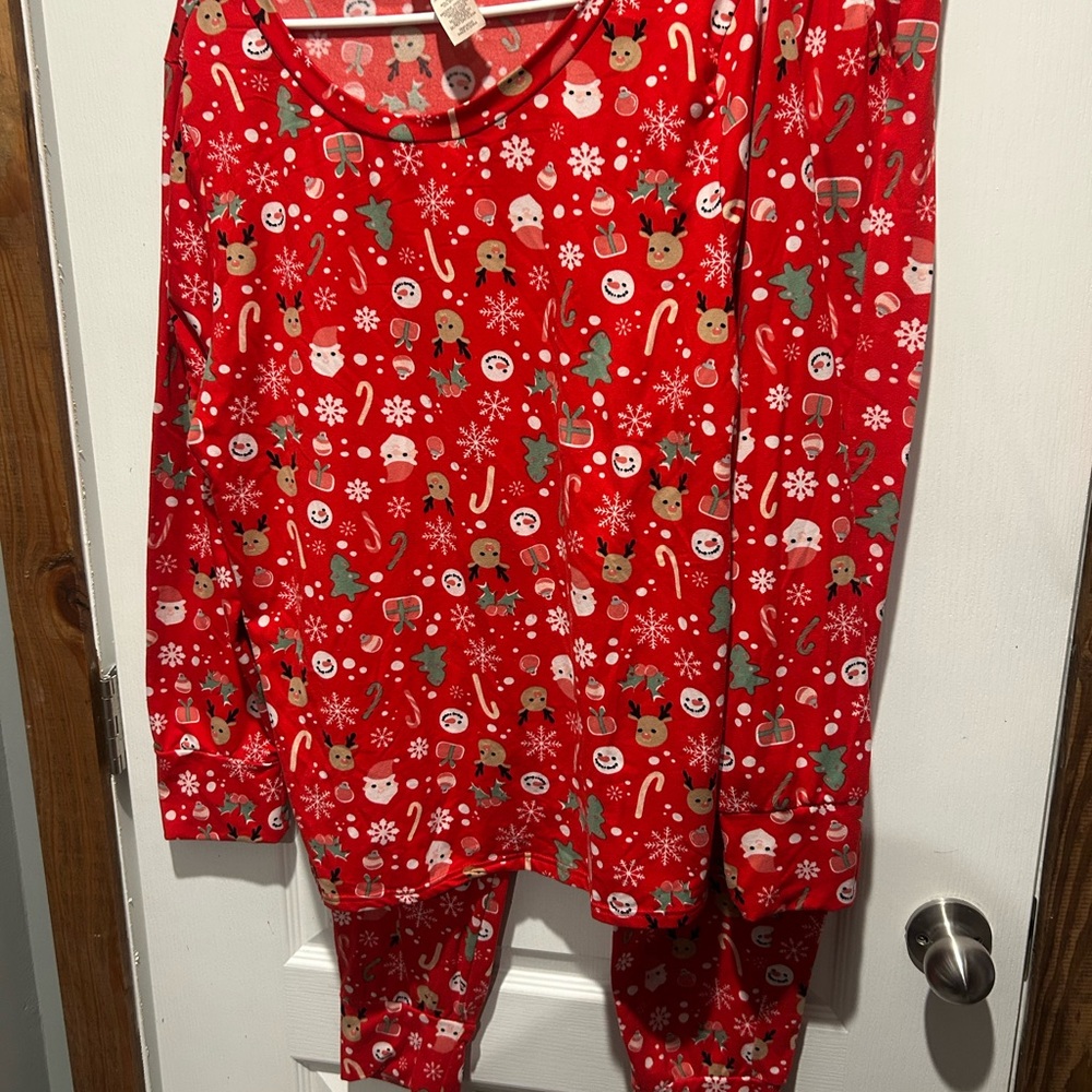 Women’s Festive Christmas  Red Pajamas top and pant set
